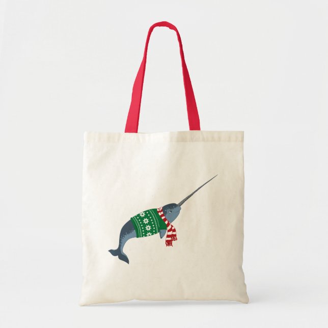Christmas Narwhal Tote Bag (Front)