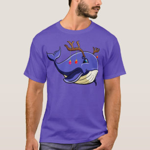 Christmas Narwhale Whale xmas with antlers T-Shirt