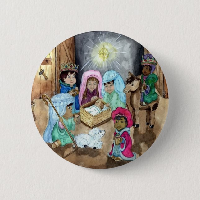 Christmas Nativity 6 Cm Round Badge (Front)