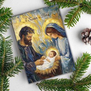 Christmas Nativity "A Saviour is Born " Luke2:11 Holiday Card