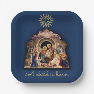Christmas Nativity Adoration of Baby Jesus Paper Paper Plate