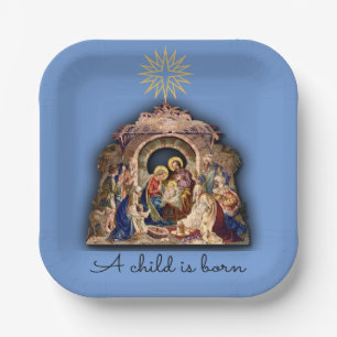Christmas Nativity Adoration of Baby Jesus Paper Plate