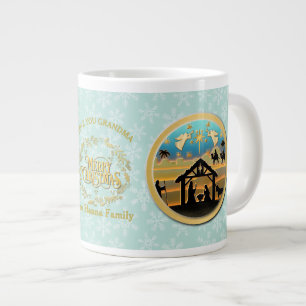 Christmas Nativity and Love You Grandma Large Coffee Mug