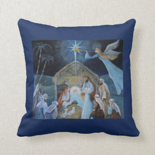 Christmas Nativity Angle Trumpeting Birth of Jesus Cushion