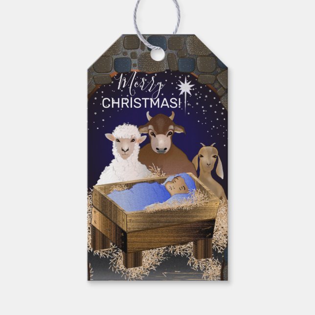 Christmas Nativity Baby Jesus Gift Tags (Front)