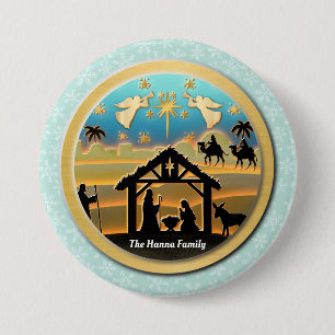 Christmas Nativity Baby Jesus in Manger Scene  7.5 Cm Round Badge