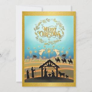 Christmas Nativity Baby Jesus in Manger Scene Holiday Card