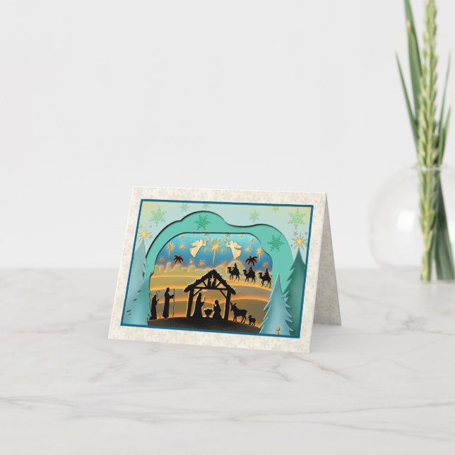 Christmas Nativity Baby Jesus in Manger Scene Holiday Card (Front)