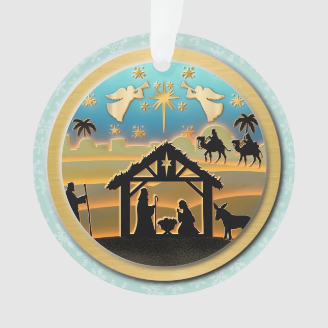 Christmas Nativity Baby Jesus in Manger Scene Ornament (Front)