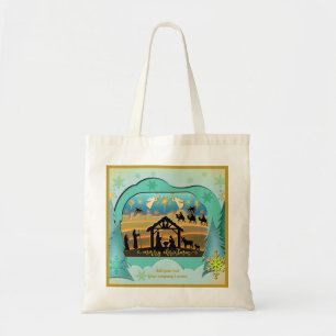Christmas Nativity Baby Jesus in Manger Scene Tote Bag