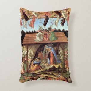 Christmas Nativity, Birth of Christ by Botticelli Decorative Cushion