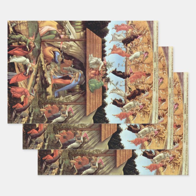 Christmas Nativity, Birth of Christ by Botticelli Wrapping Paper Sheet (Set)