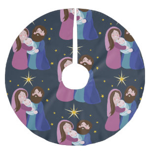 Christmas Nativity Brushed Polyester Tree Skirt