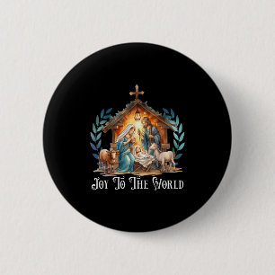 Christmas Nativity Christian Birth Of Jesus Joy To 6 Cm Round Badge