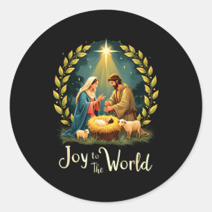 Christmas Nativity Christian Birth Of Jesus Joy To Classic Round Sticker