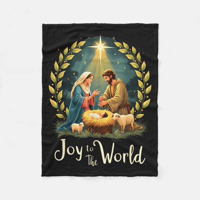 Christmas Nativity Christian Birth Of Jesus Joy To Fleece Blanket (Front)