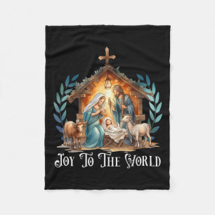 Christmas Nativity Christian Birth Of Jesus Joy To Fleece Blanket