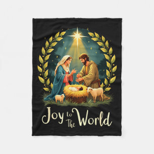 Christmas Nativity Christian Birth Of Jesus Joy To Fleece Blanket