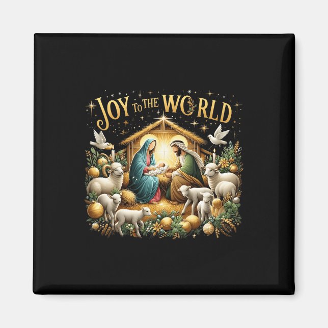 Christmas Nativity Christian Birth Of Jesus Joy To Magnet (Front)
