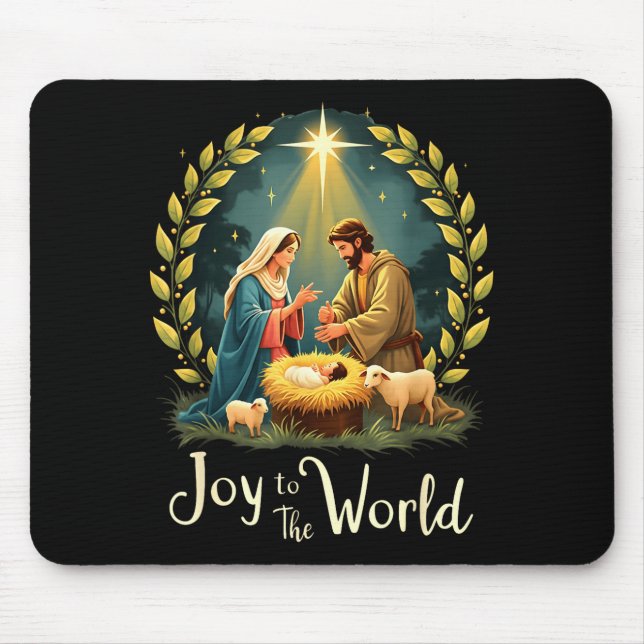 Christmas Nativity Christian Birth Of Jesus Joy To Mouse Pad (Front)