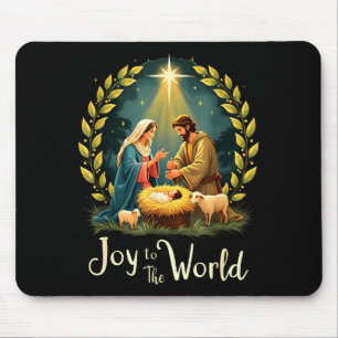Christmas Nativity Christian Birth Of Jesus Joy To Mouse Pad