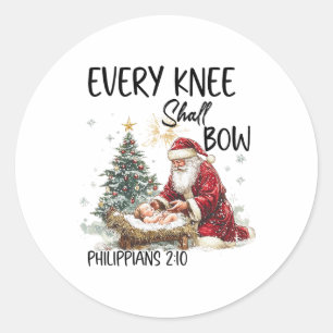 Christmas Nativity Christian Mens Every Knee Shall Classic Round Sticker