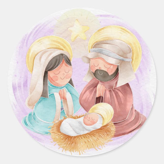 Christmas Nativity Classic Round Sticker (Front)