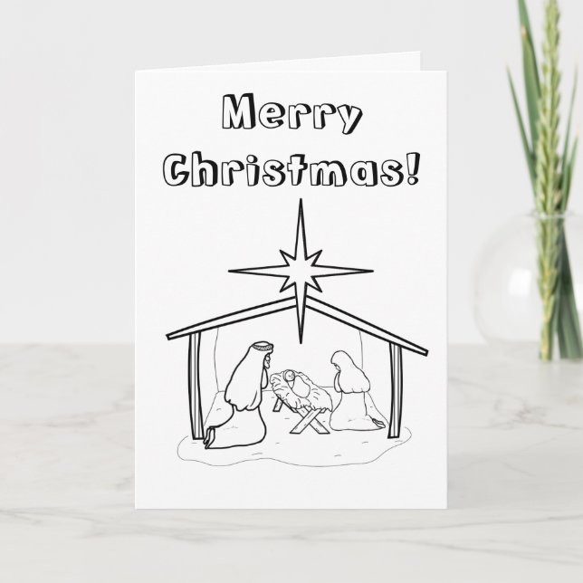 Christmas Nativity Colour Me Card (Front)