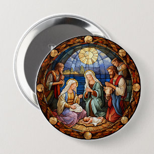 Christmas Nativity colourful illustration, 10 Cm Round Badge
