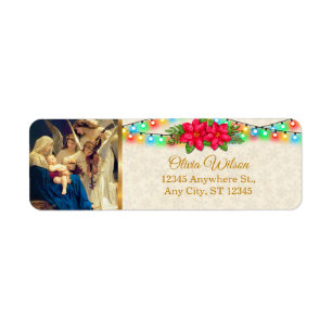 Christmas Nativity & Festive Lights Return Address Label