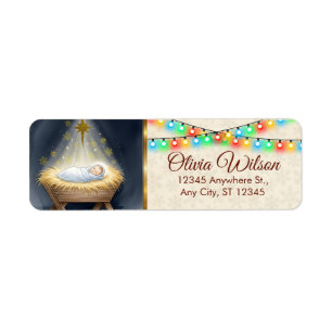 Christmas Nativity & Festive Lights Return Address Label