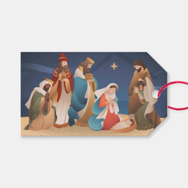 Christmas Nativity Gift Tags (Front (Horizontal))