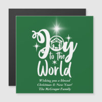 Christmas Nativity Green & White Joy to the World