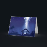 Christmas Nativity Holiday Card<br><div class="desc">Front : Christmas Nativity with blue background Inside : Saviour of the world Bottom : Merry Christmas Back : Christmas trees with snow</div>
