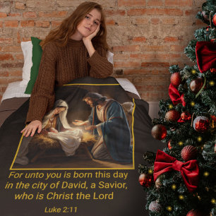 Christmas Nativity Holy Family Religious  Fleece Blanket