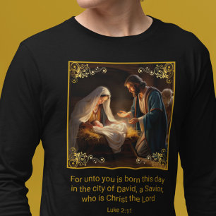 Christmas Nativity Holy Family Religious Luke 2:11 T-Shirt