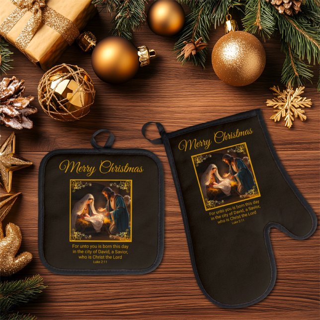 Christmas Nativity Holy Family Religious  Oven Mitt & Pot Holder Set (Creator Uploaded)