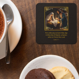 Christmas Nativity Holy Family Religious  Square Paper Coaster