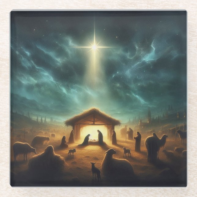 Christmas/Nativity/Jesus Glass Coaster (Front)