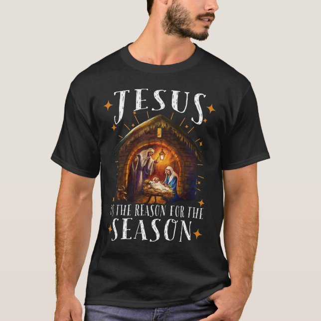 Christmas Nativity Jesus Is The Reason For The Sea T-Shirt (Front)