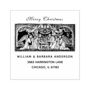 Christmas Nativity Jesus Mary Joseph Angels Rubber Stamp