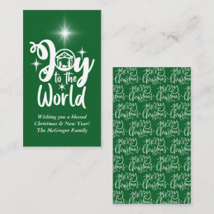 Christmas Nativity Joy Green & White Greeting Card