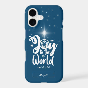 Christmas Nativity Joy to the World Blue & White