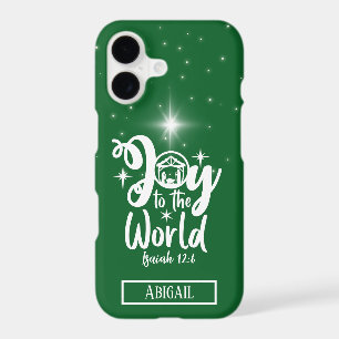 Christmas Nativity Joy to the World Green & White