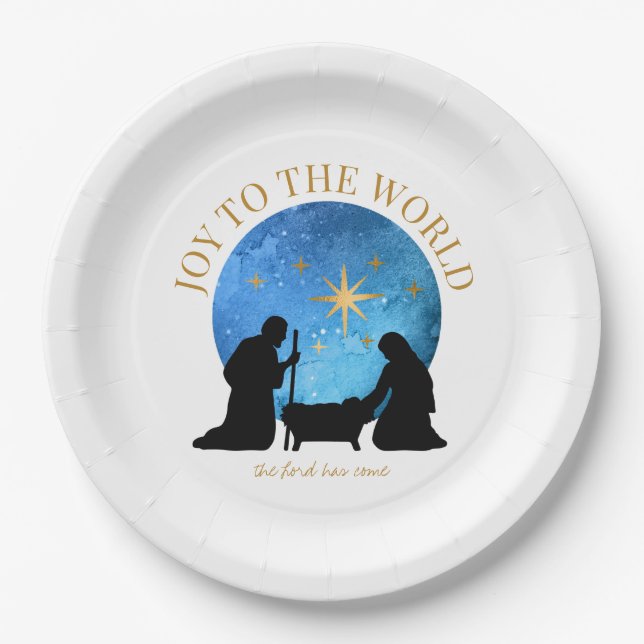 Christmas Nativity | Joy to the World | Holiday Paper Plate (Front)