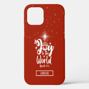 Christmas Nativity Joy to the World Red & White iPhone 12 Case