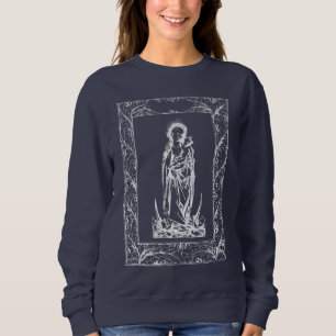 Christmas Nativity Madonna and Child Holly Border Sweatshirt