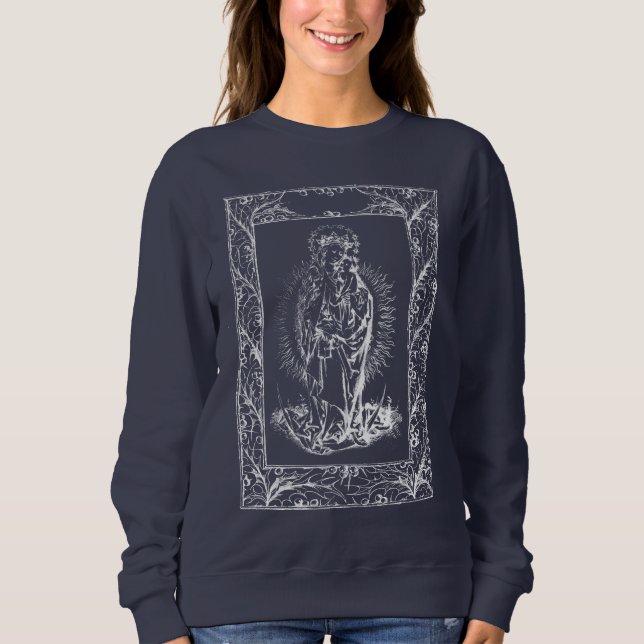 Christmas Nativity Madonna and Child Holly Border  Sweatshirt (Front)
