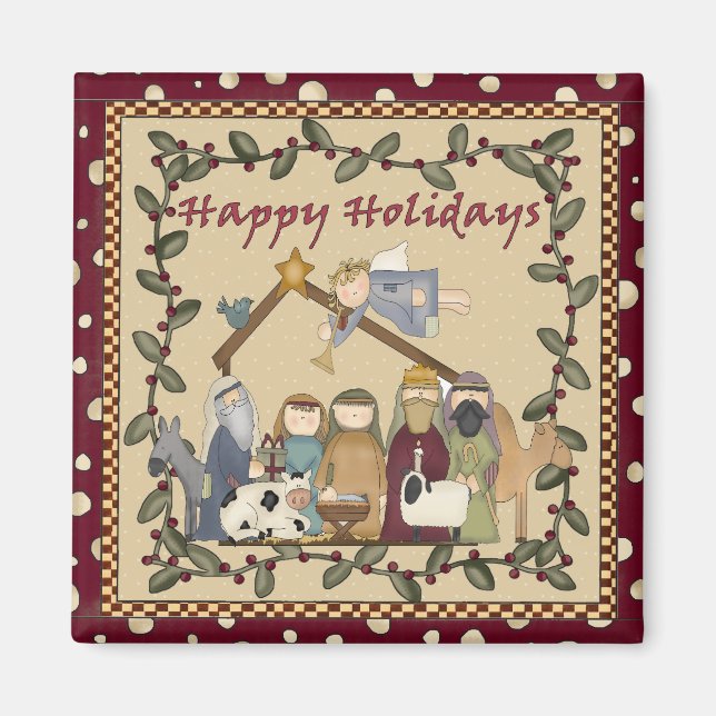 Christmas Nativity Manger Magnet (Front)