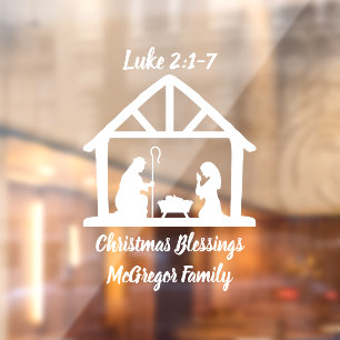Christmas Nativity Manger Scripture Family Name